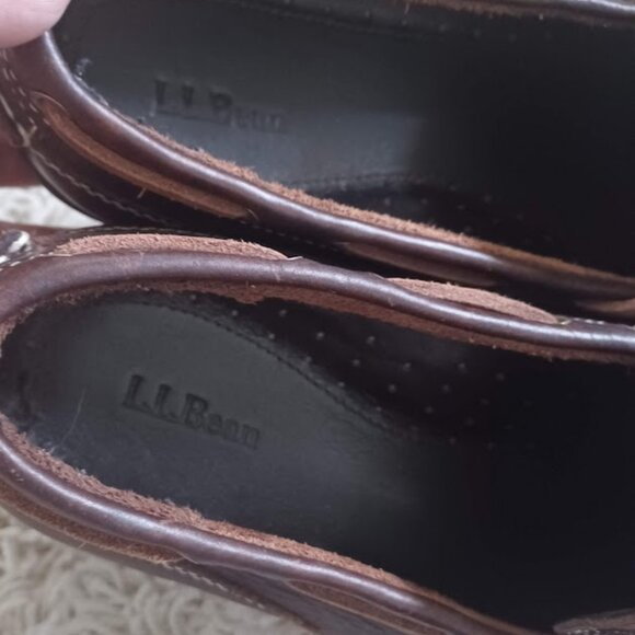 L.L. Bean Men’s Leather Handsewn Moc Shoes Brown Pebbled Driving Moc Sz 12 Wide - Picture 2 of 11